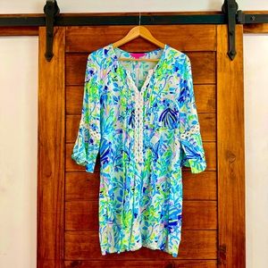 Lilly Pulitzer Hollie Tunic dress Multi shell beach sz M